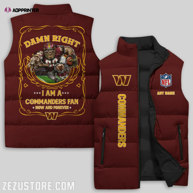 washington commanders nfl sleeveless puffer jacket custom for fans gifts 4