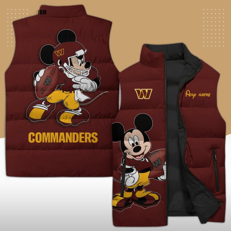 washington commanders nfl sleeveless puffer jacket custom for fans gifts w1VN3k