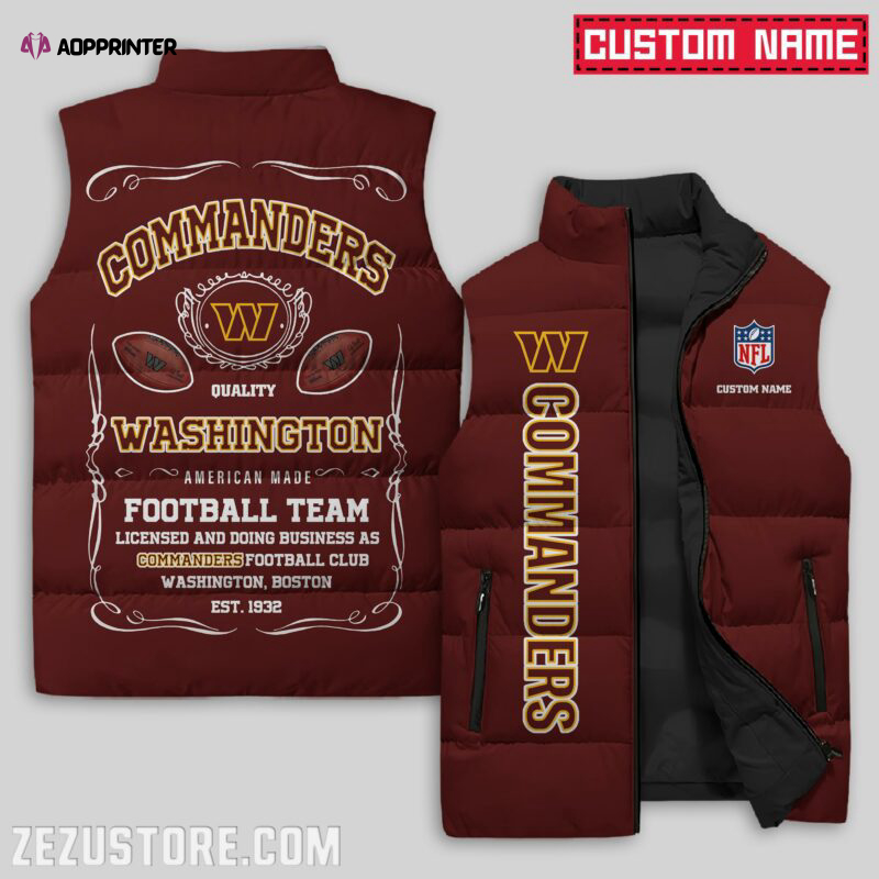 washington commanders nfl sleeveless puffer jacket custom for fans spj1435