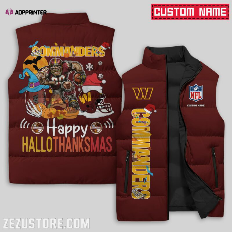 washington commanders nfl sleeveless puffer jacket custom for fans spj1467