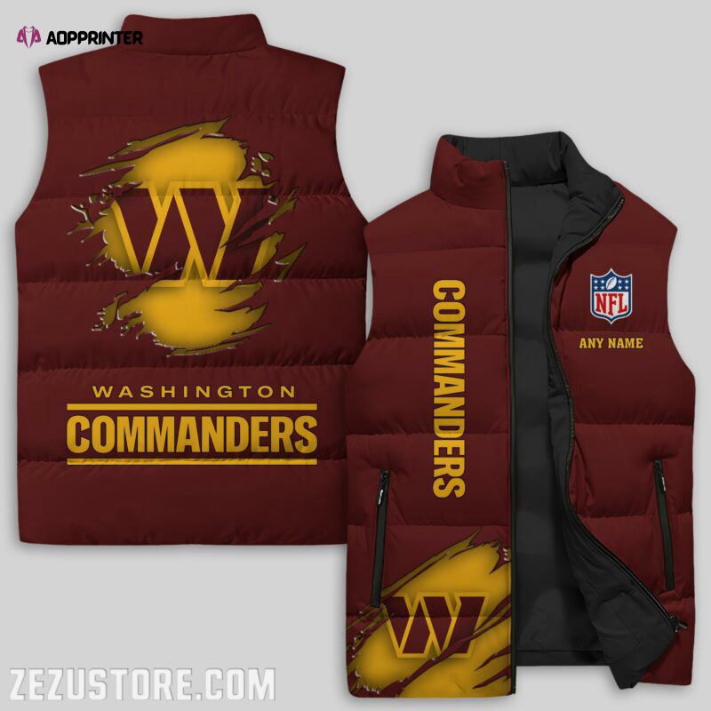 washington commanders nfl sleeveless puffer jacket custom for fans spj2343