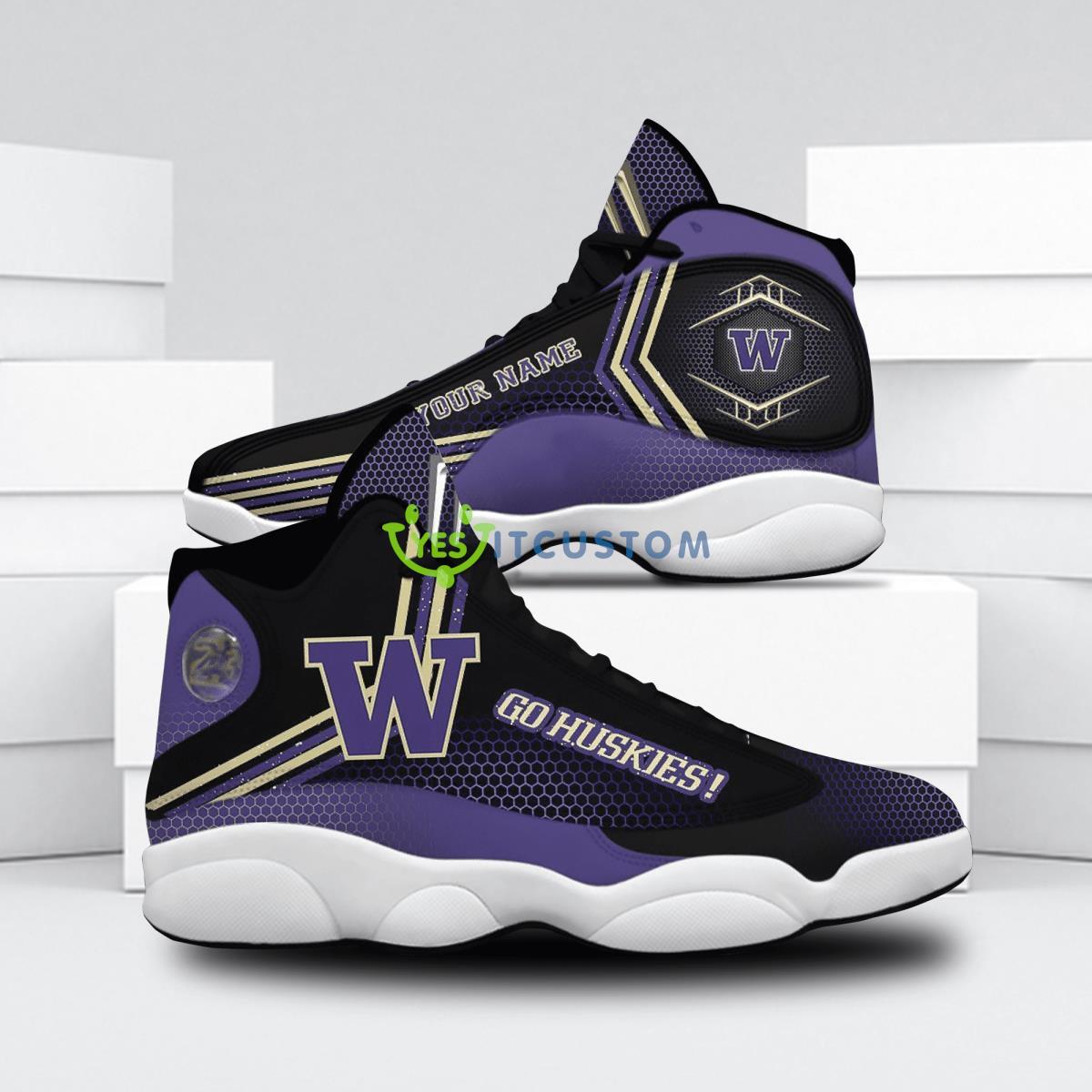 washington huskies football style custom name air jordan 13 shoes