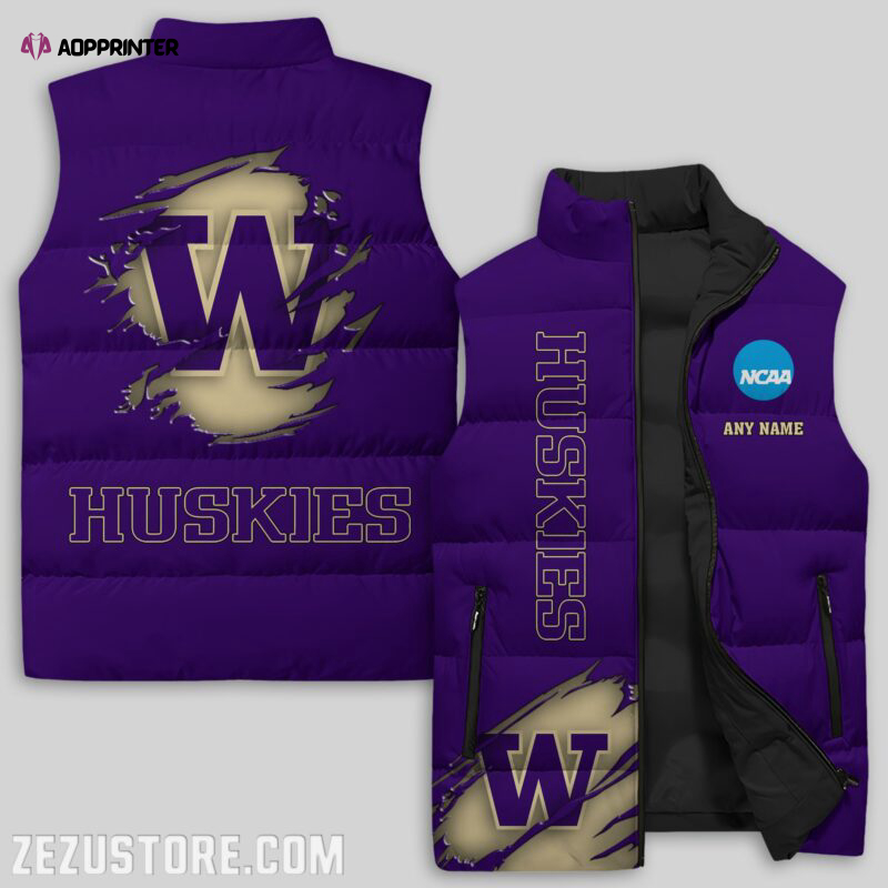 washington huskies ncaa sleeveless puffer jacket custom for fans gifts