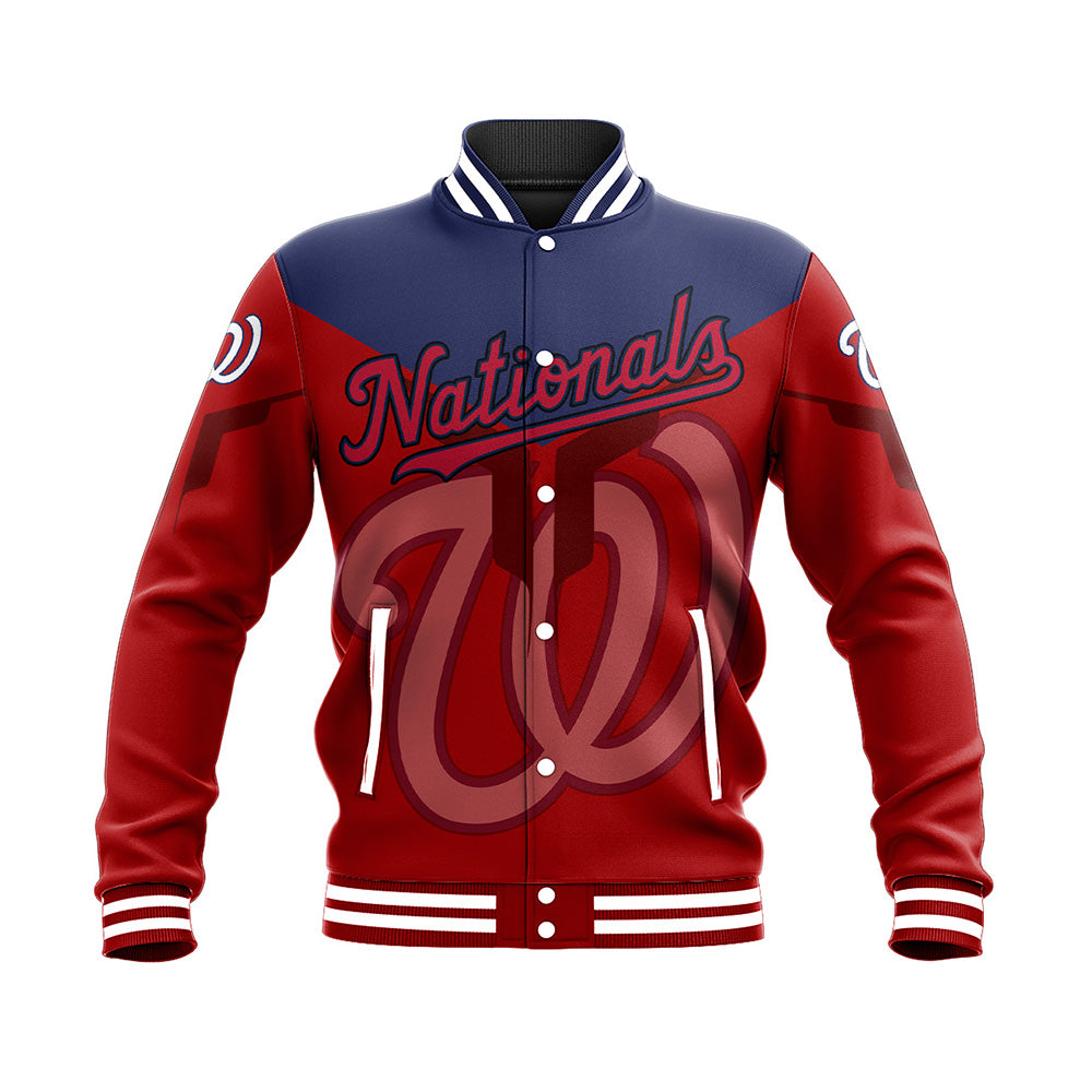 washington nationals baseball jacket button up zipper hooded all over print drinking style mlb rhwtk