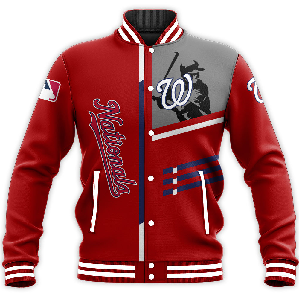 washington nationals baseball jacket button up zipper hooded all over print personalized baseball for fan mlb qbjwj