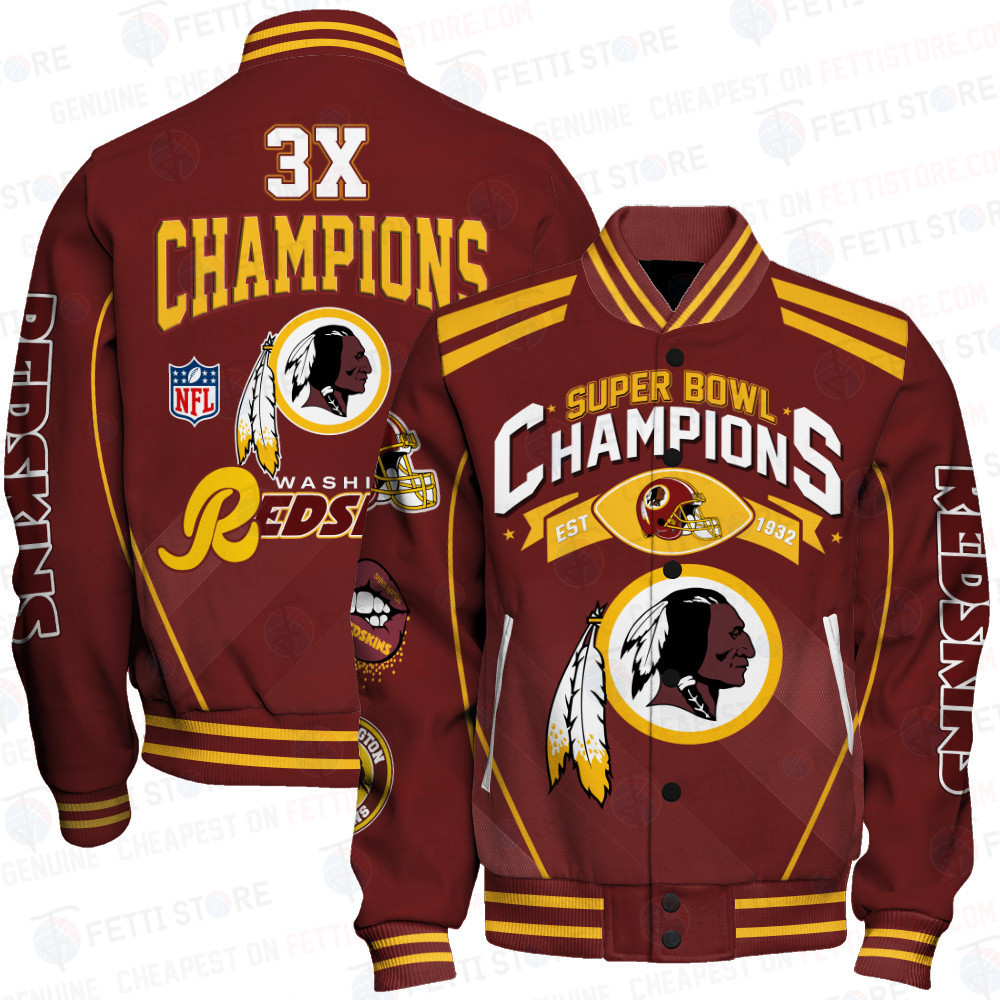 washington redskins nfl champions baseball varsity jacket baseball jacket all over print tx5wo