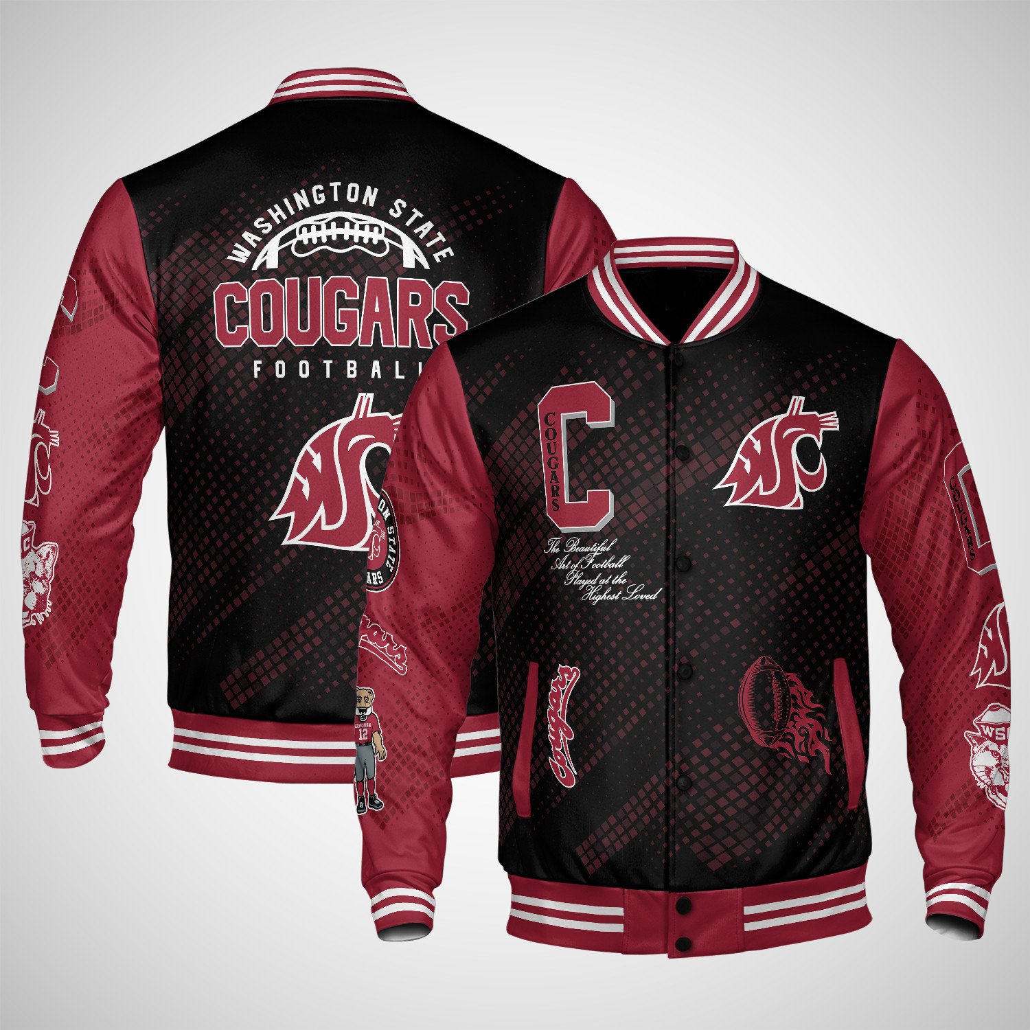 washington state cougars varsity jacket baseball jacket all over print wf fsazs