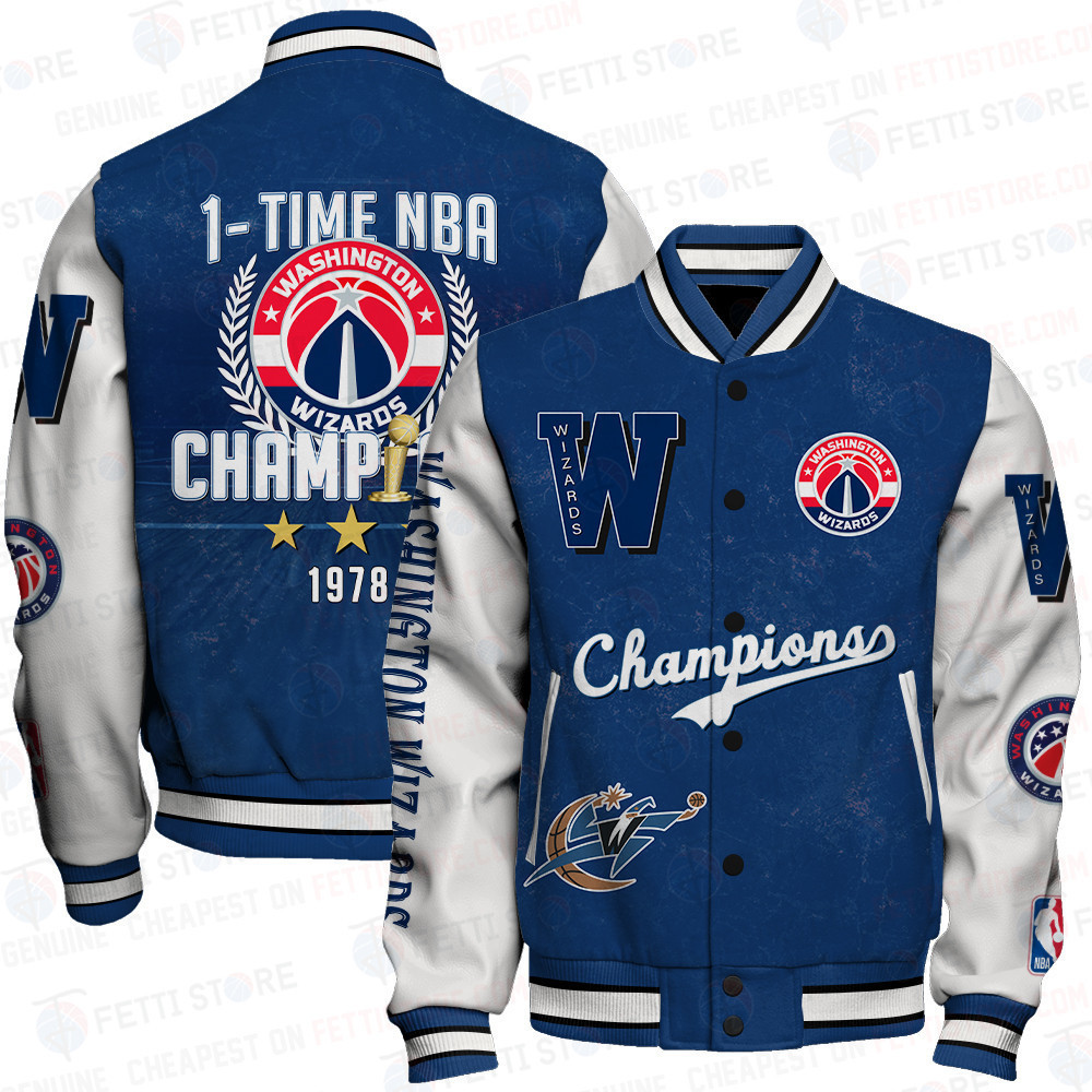 washington wizards 1x champions print baseball varsity jacket baseball jacket all over print sfat v4 cf9en