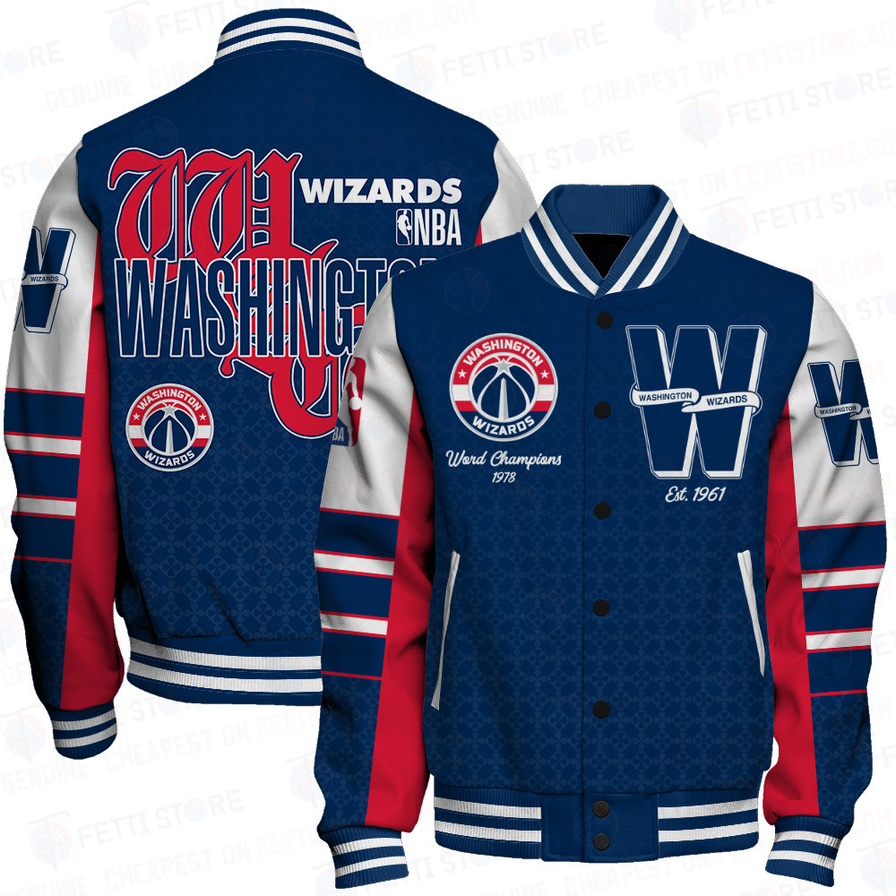 washington wizards team logo sport pattern retro baseball varsity jacket baseball jacket all over print thgfw