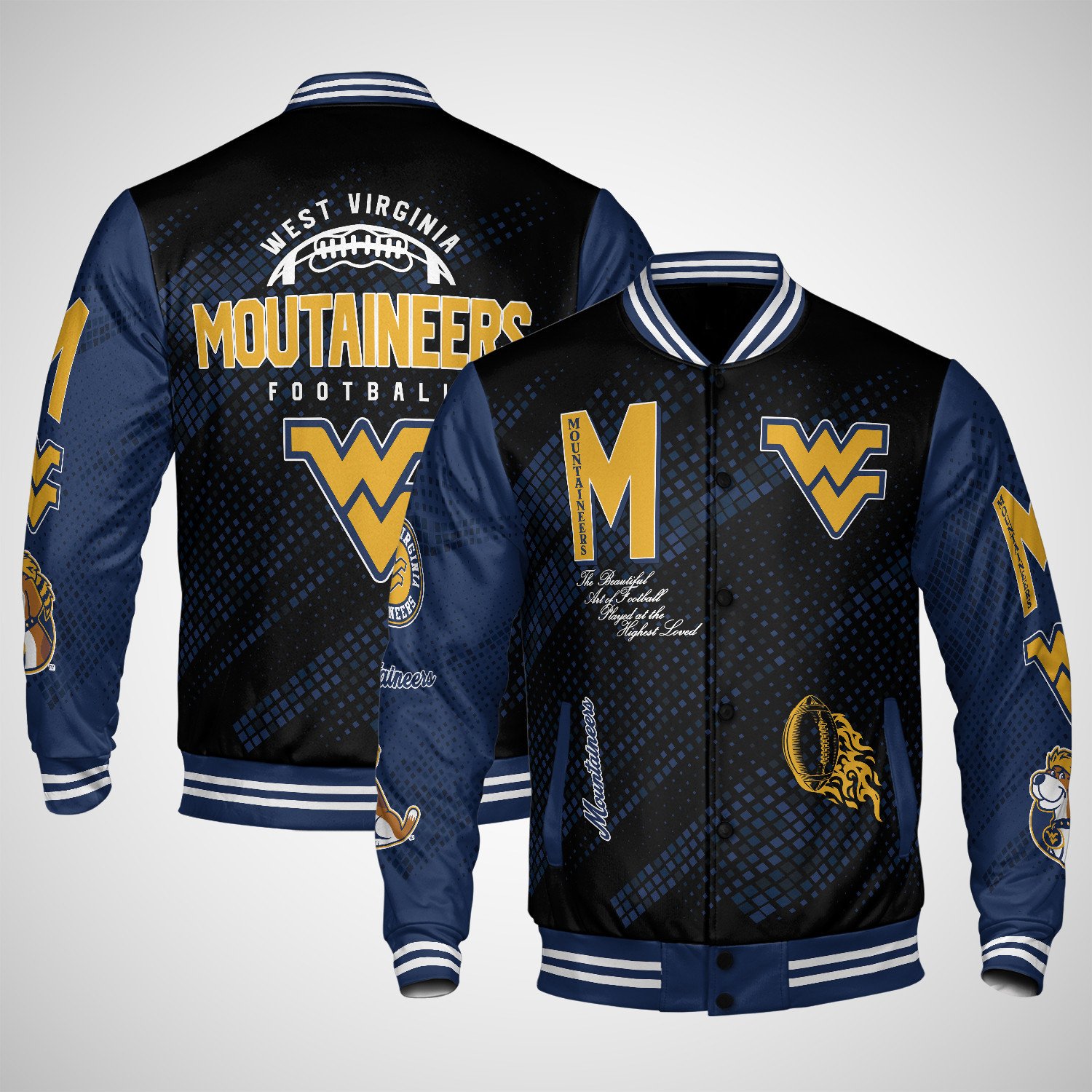 west virginia mountaineers varsity jacket baseball jacket all over print wf cbzdc