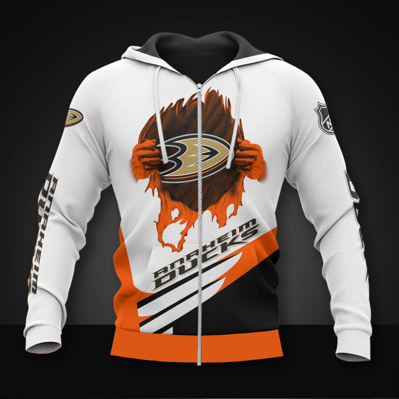 white anaheim ducks zipper hoodies pullover print 3d nhl 1341 efwjy