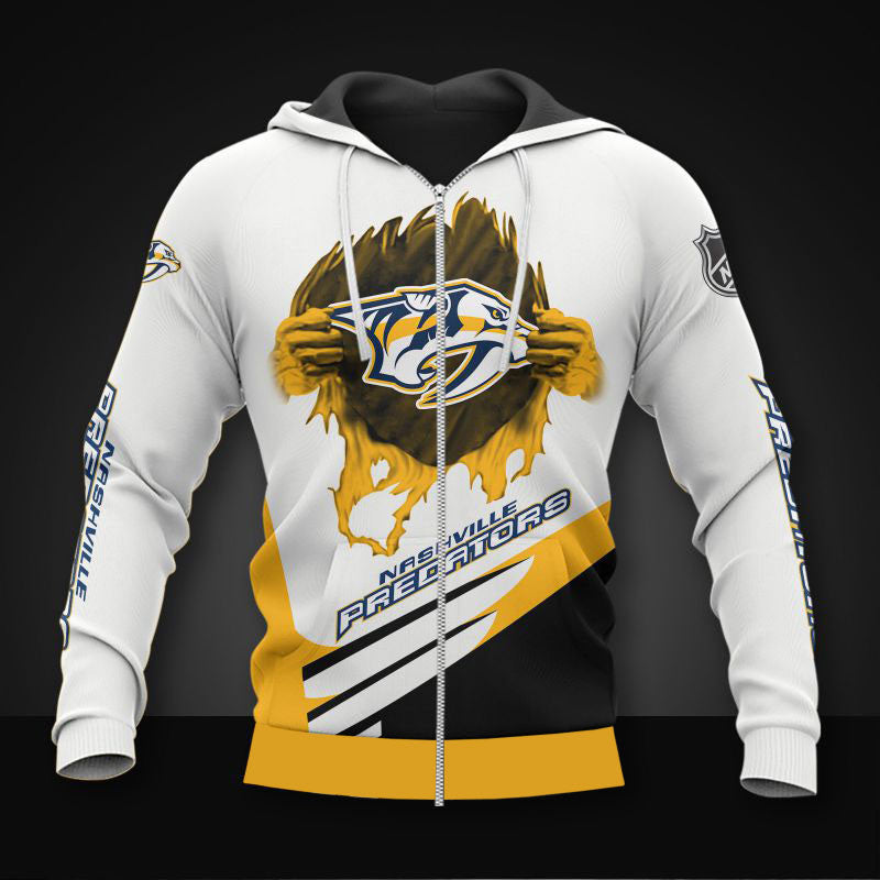 white nashville predators zipper hoodies pullover print 3d nhl 6357 pze6w