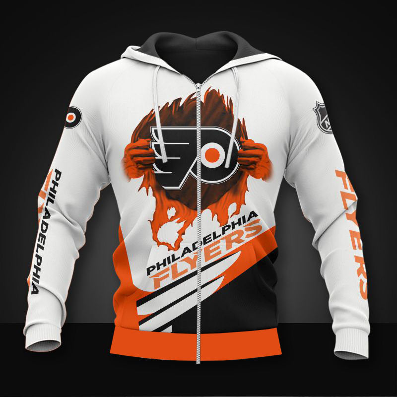 white philadelphia flyers zipper hoodies pullover print 3d nhl 6574 ufbdc