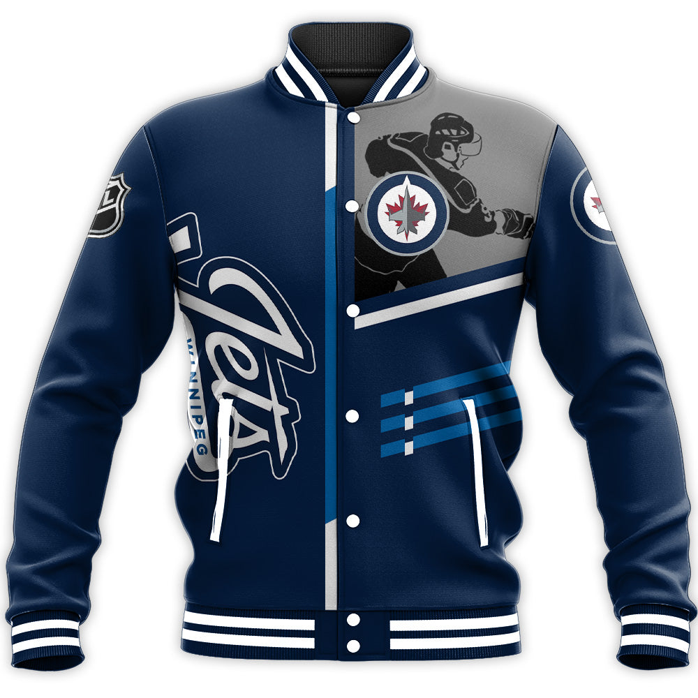 winnipeg jets baseball jacket button up zipper hooded all over print personalized hockey for fan nhl lt6an