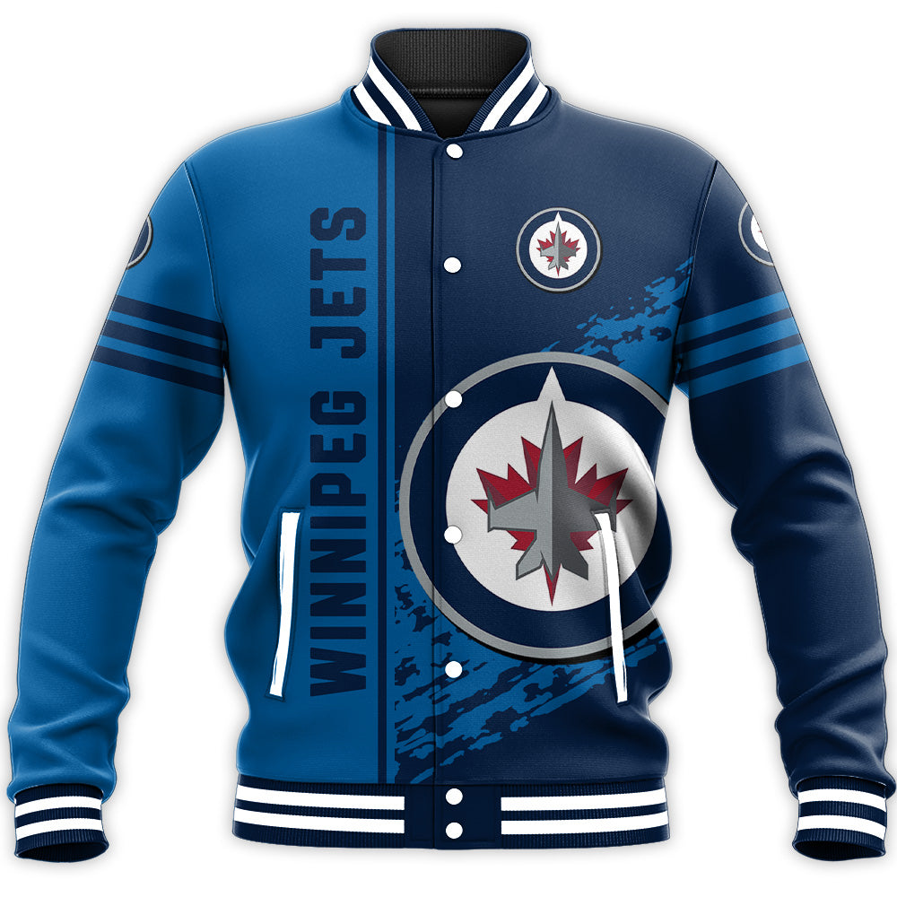 winnipeg jets baseball jacket button up zipper hooded all over print quarter style nhl ndfbt