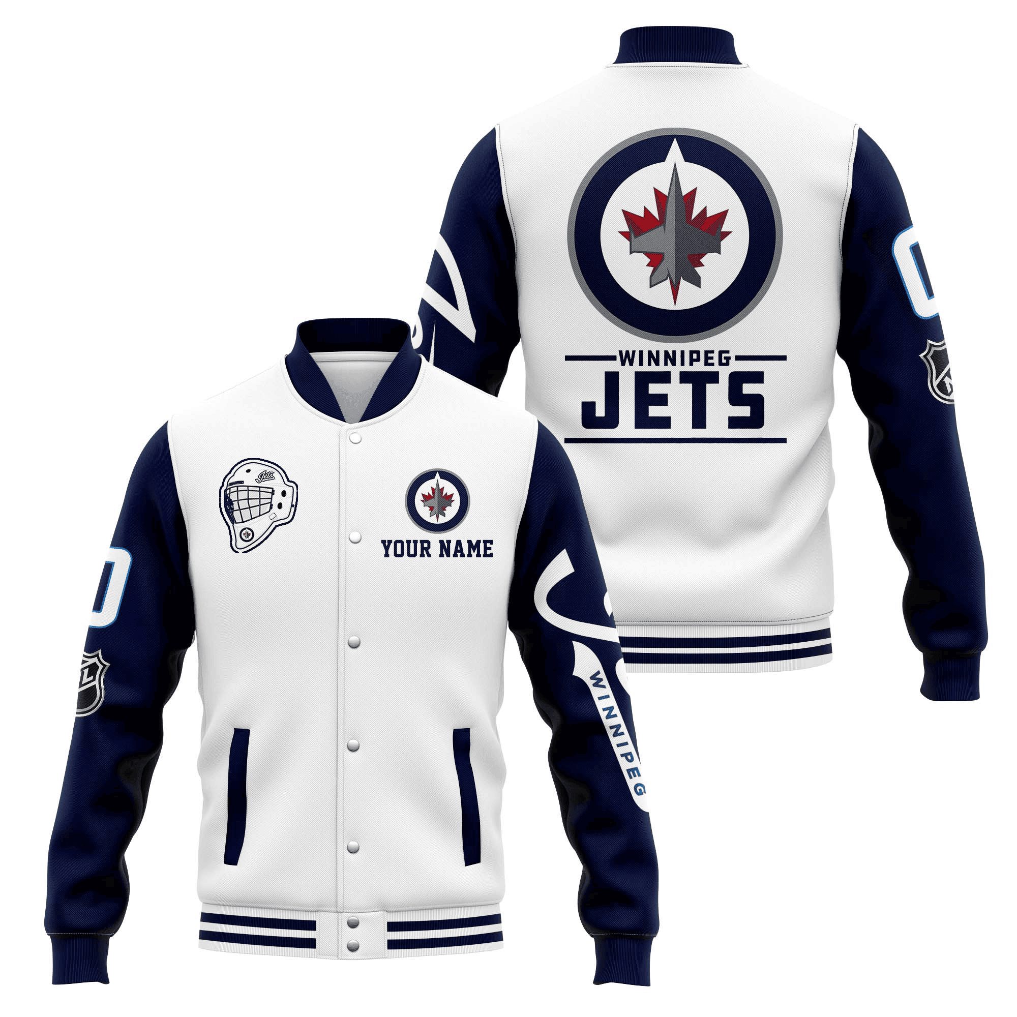 winnipeg jets custom name and number nhl baseball baseball varsity jacket baseball jacket all over print nwtpm