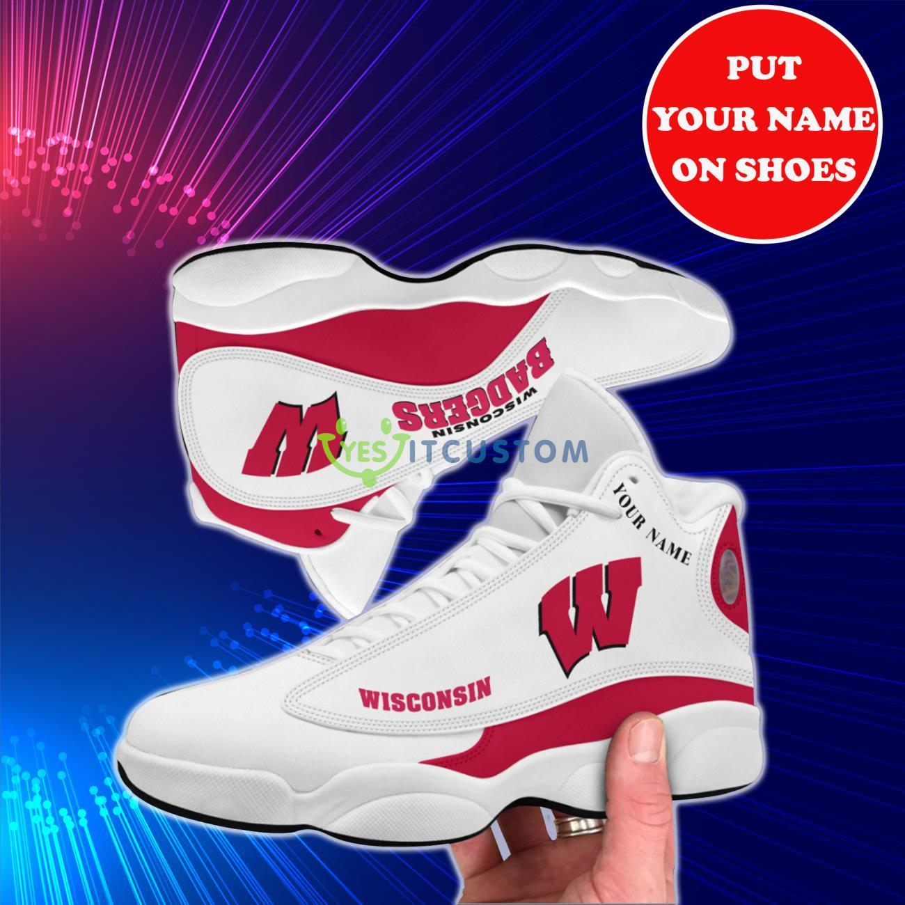 wisconsin badgers football team best custom name air jordan 13 shoes