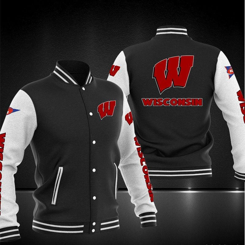 wisconsin badgers ncaa baseball varsity jacket baseball jacket all over print p1ync