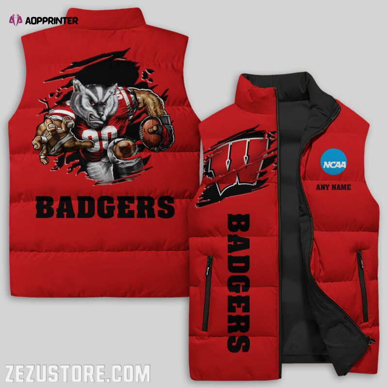 wisconsin badgers sleeveless puffer jacket custom for fans gifts