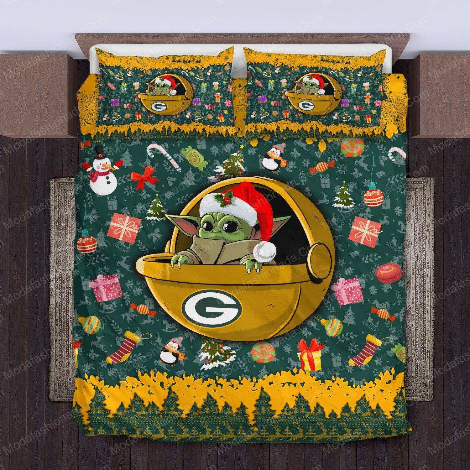 yoda bay nfl green bay packers christmas bed sets bedding sets