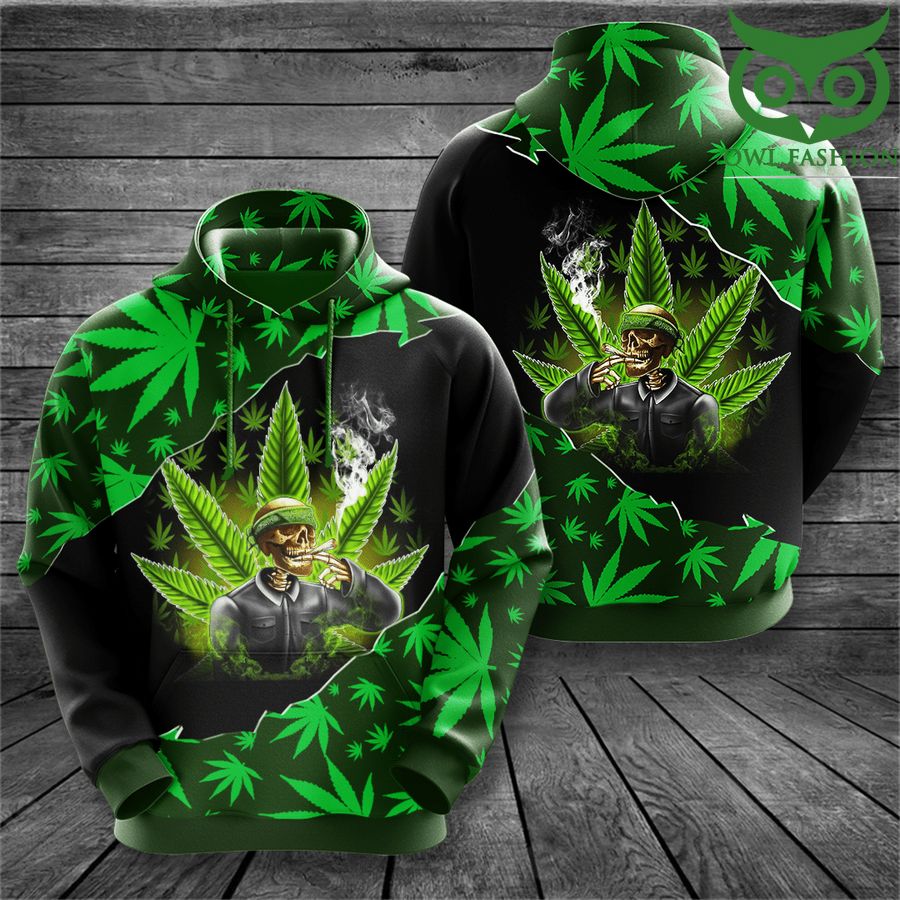 zPB6YkPg 19 Weed skull smoke pattern 3D hoodie