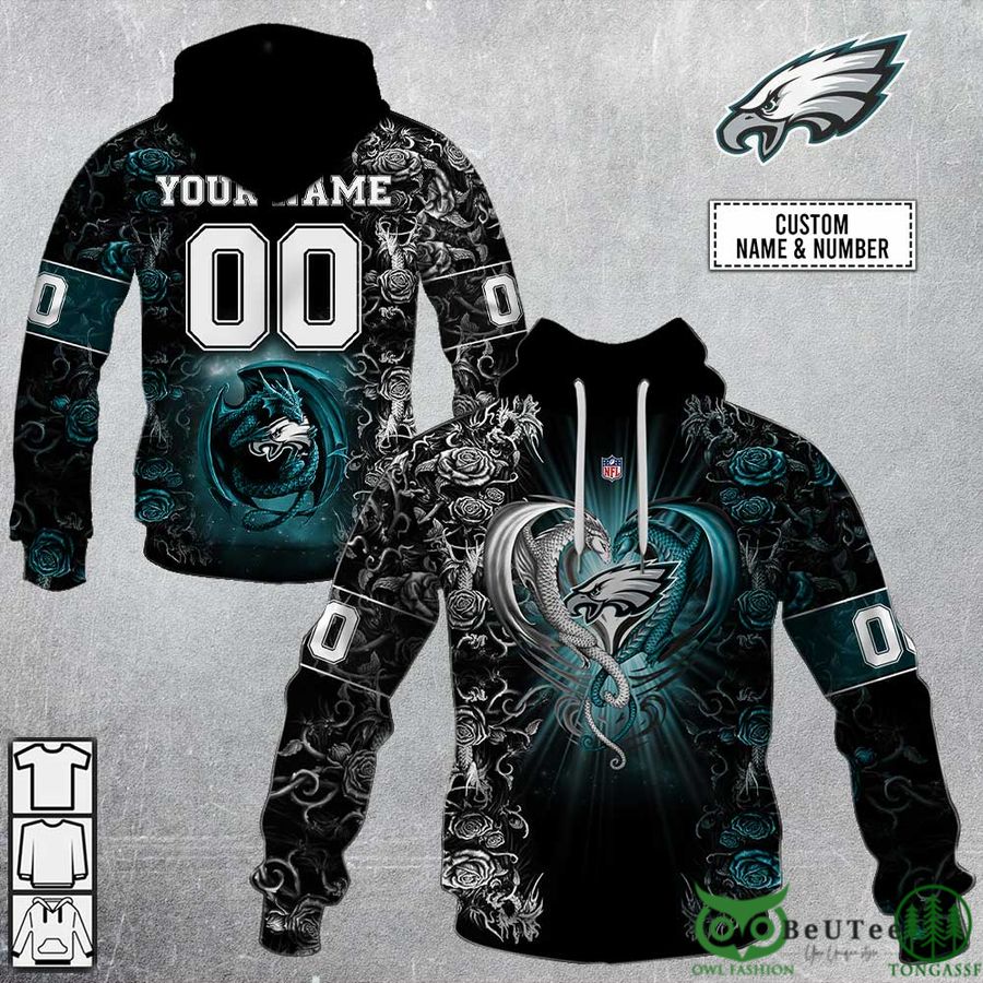 zi3HDJLt 76 Personalized NFL Rose Dragon Philadelphia Eagles 3D Hoodie