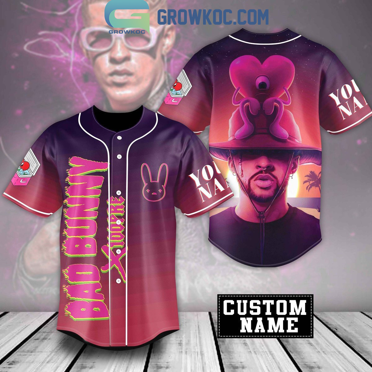 Bad Bunny The Sunset Purple Fan Personalized Baseball Jersey2B1 hIw16