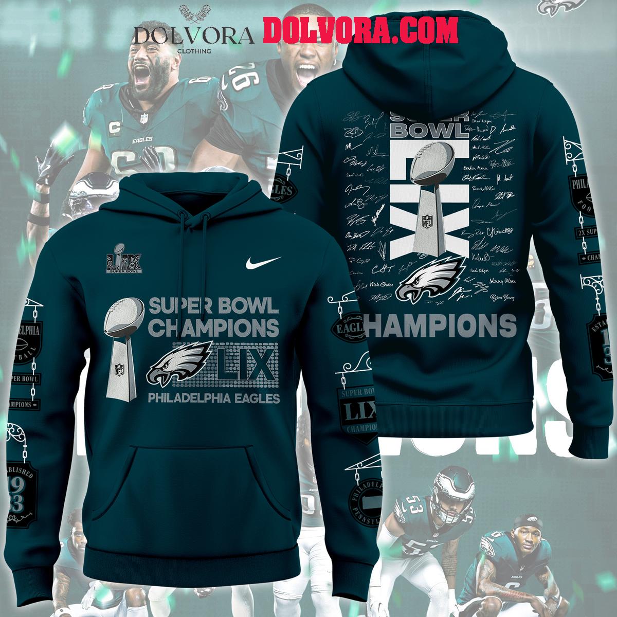 Philadelphia Eagles Super Bowl LIX 2025 Champions Football Players Sign Hoodie Tshirt 1 YJXN2