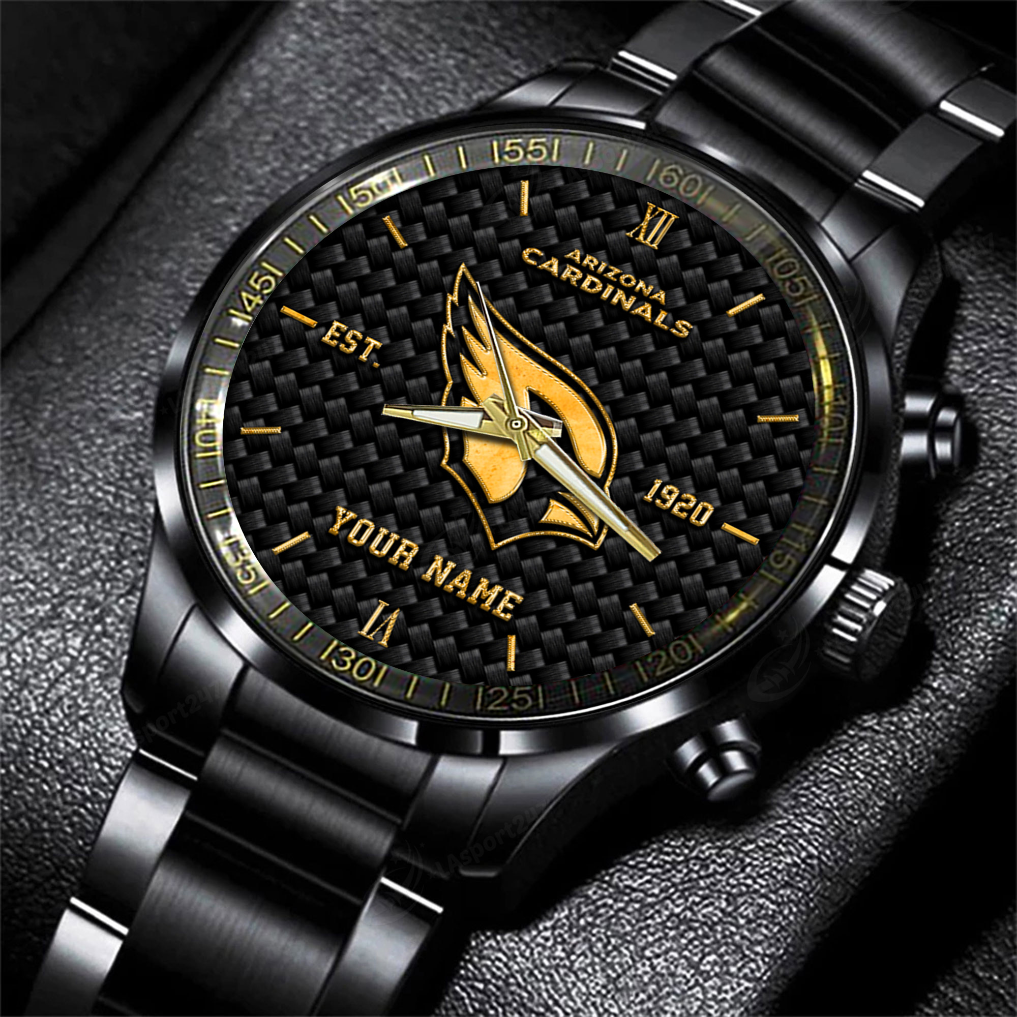 arizona cardinals nfl black fashion hand watch custom your name gift for fan coudd