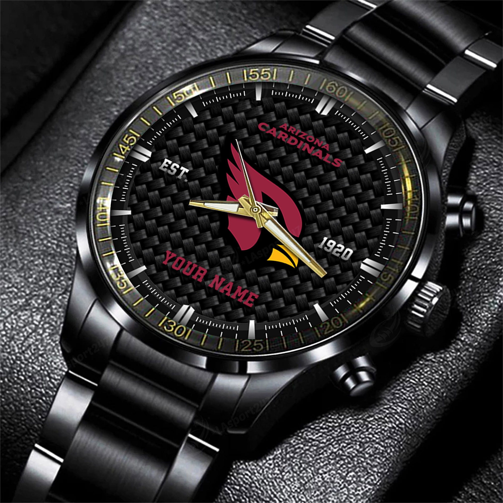 arizona cardinals nfl black fashion hand watch custom your name gift for fan j3eaq