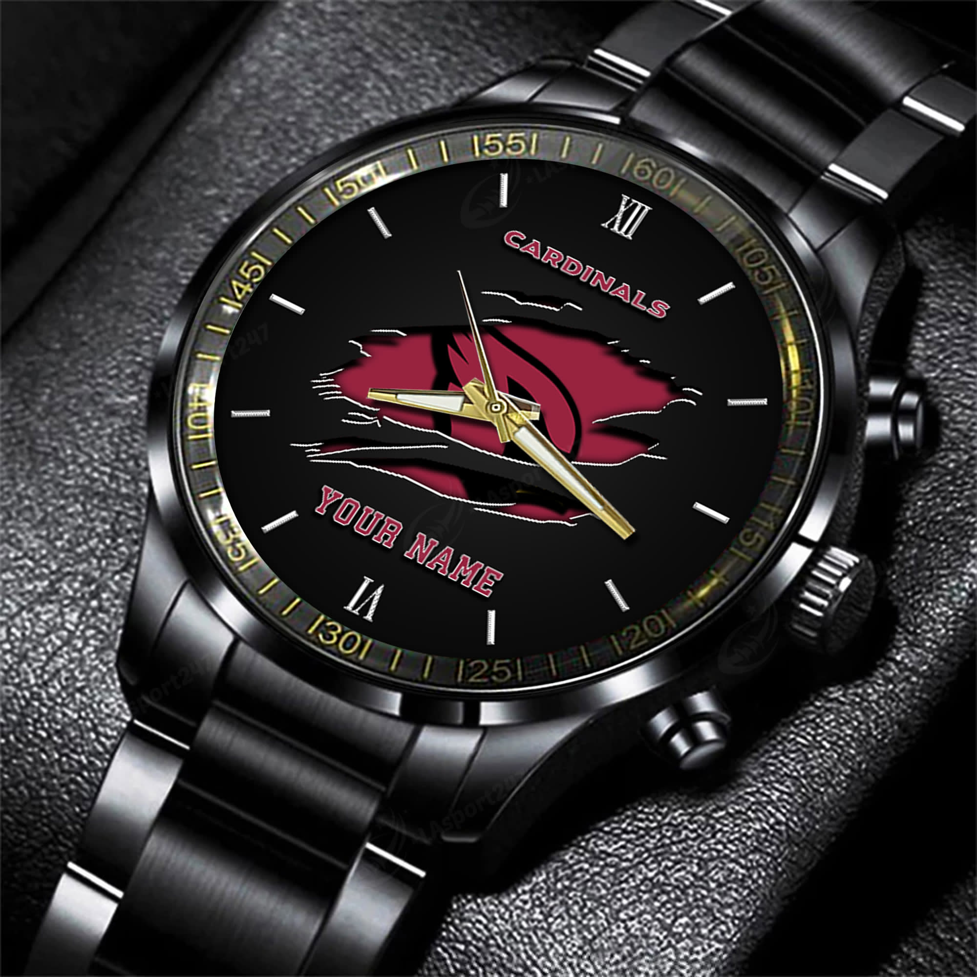 arizona cardinals nfl personalized black fashion watch for football lovers rtoyq