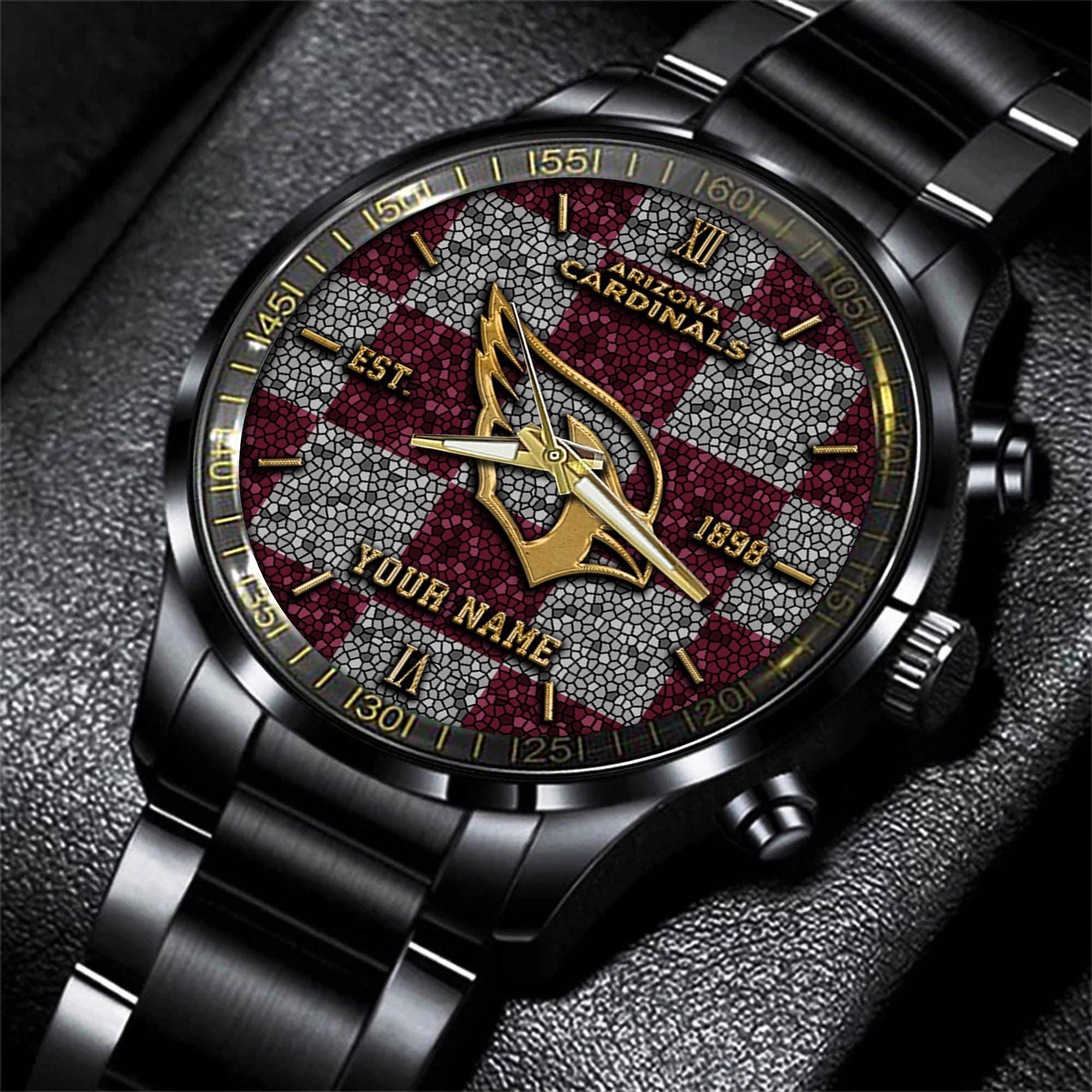 arizona cardinals nfl personalized sport black watch gifts for fans k9ms5