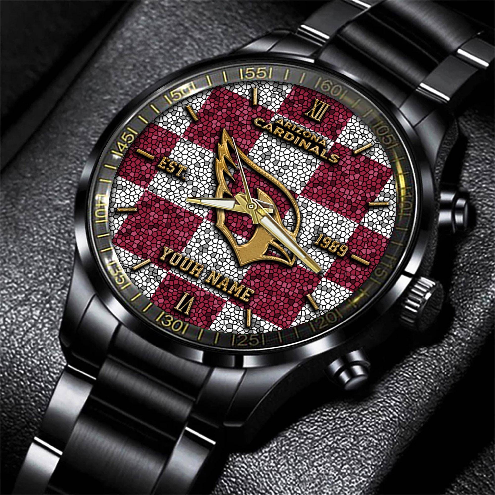 arizona cardinals nfl personalized sport black watch gifts for fans zyxlb