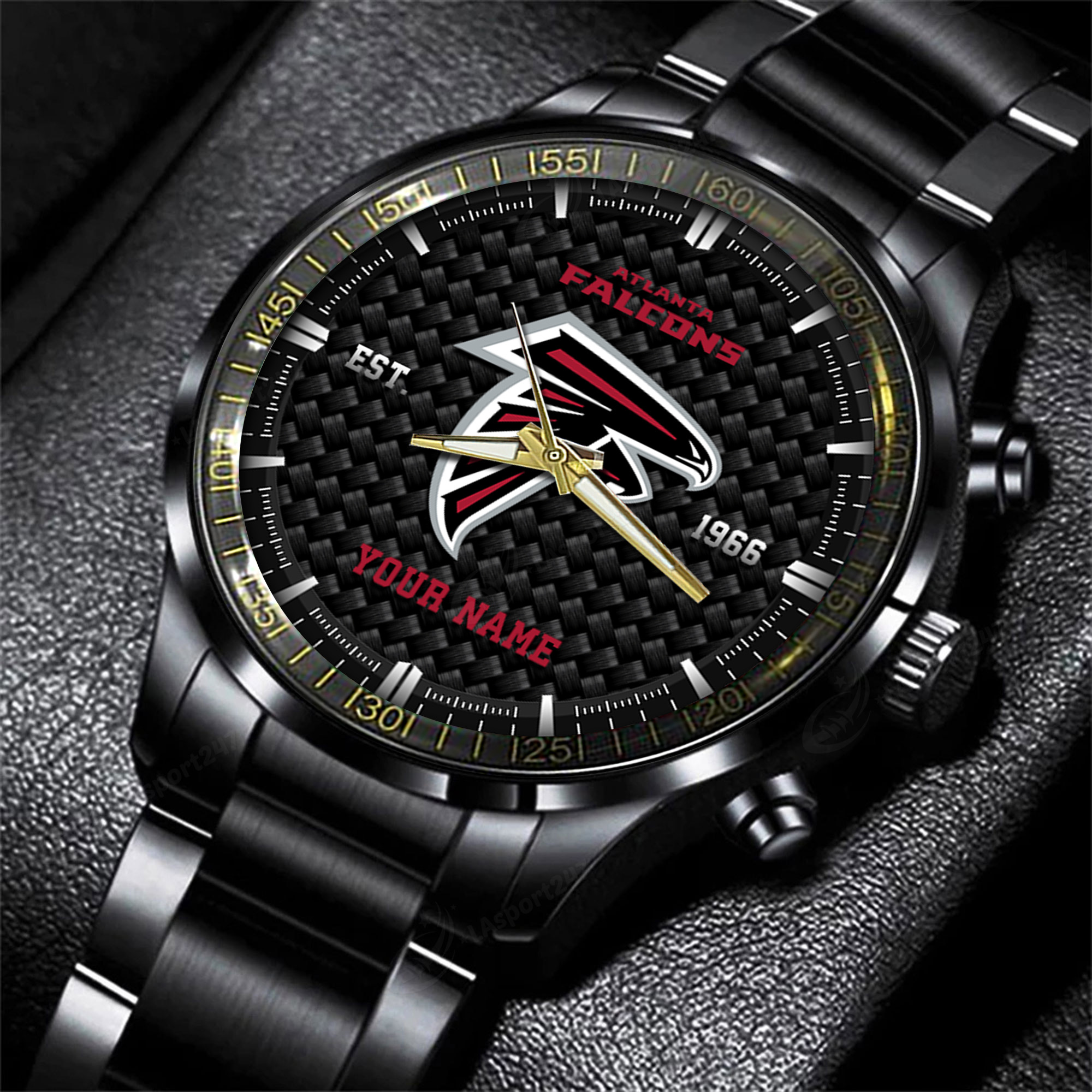 atlanta falcons nfl black fashion hand watch custom your name gift for fan grst4