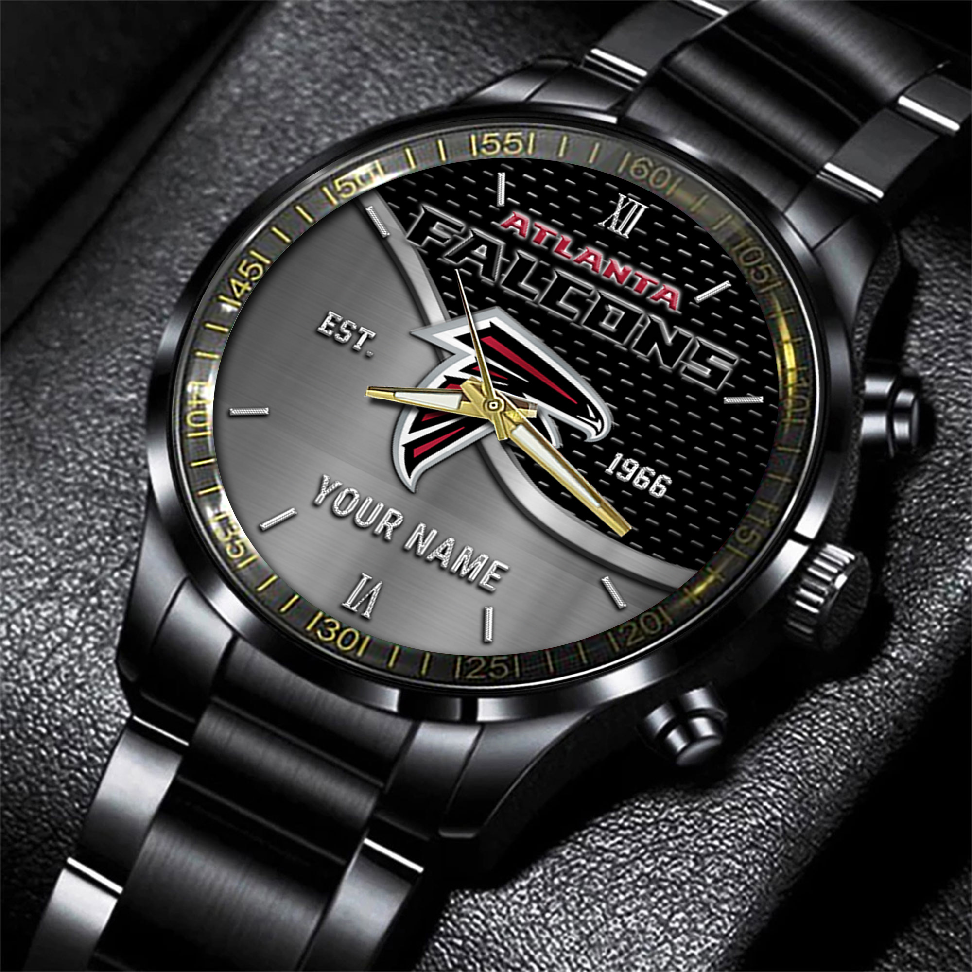 atlanta falcons nfl black fashion hand watch custom your name gift for fan ubtbs