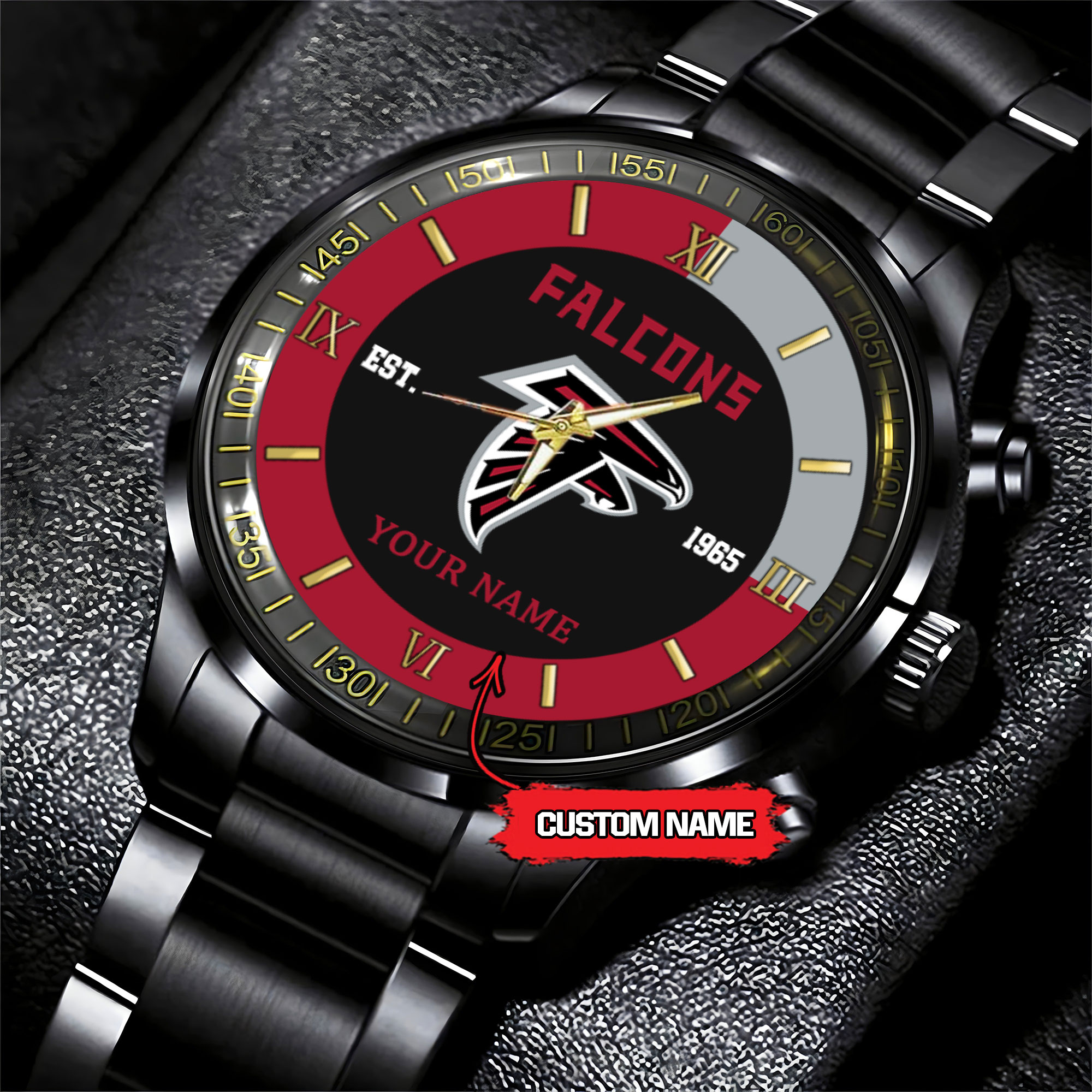 atlanta falcons nfl personalized black fashion watch 5tdcv