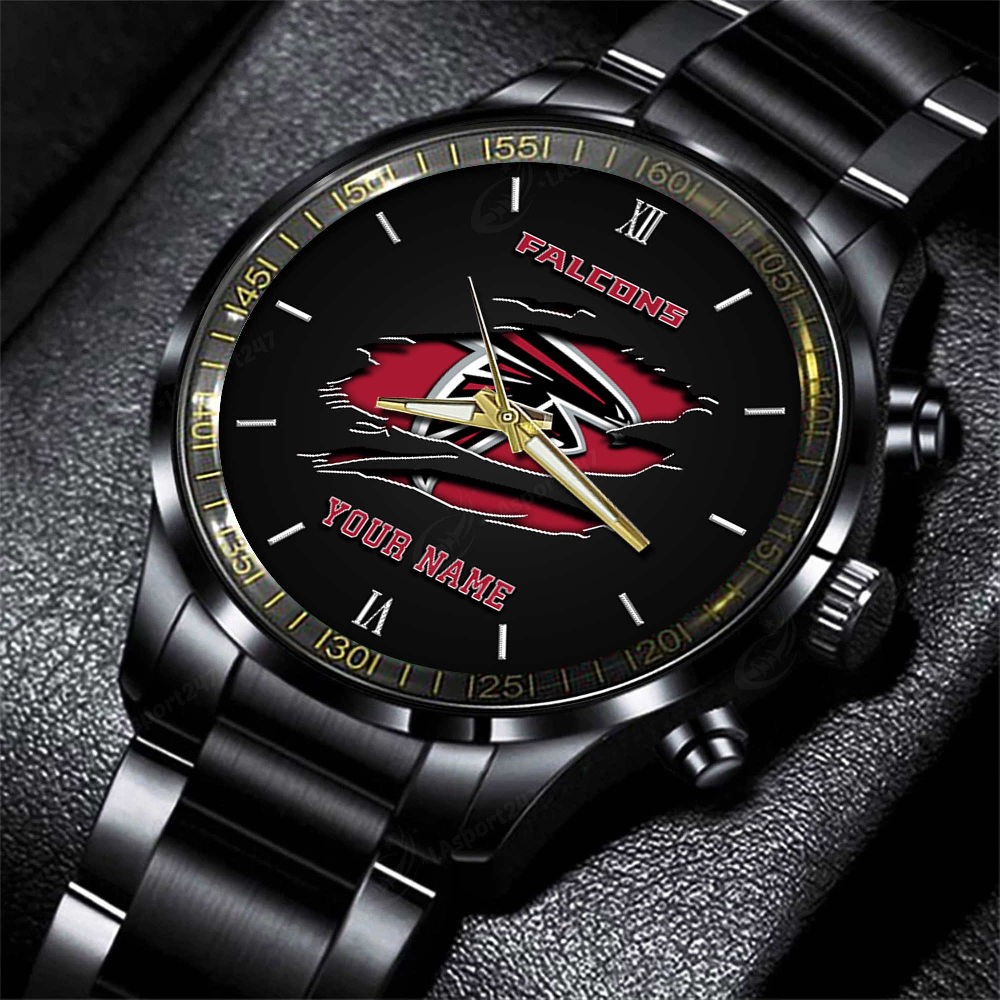 atlanta falcons nfl personalized black fashion watch for football lovers eigvw