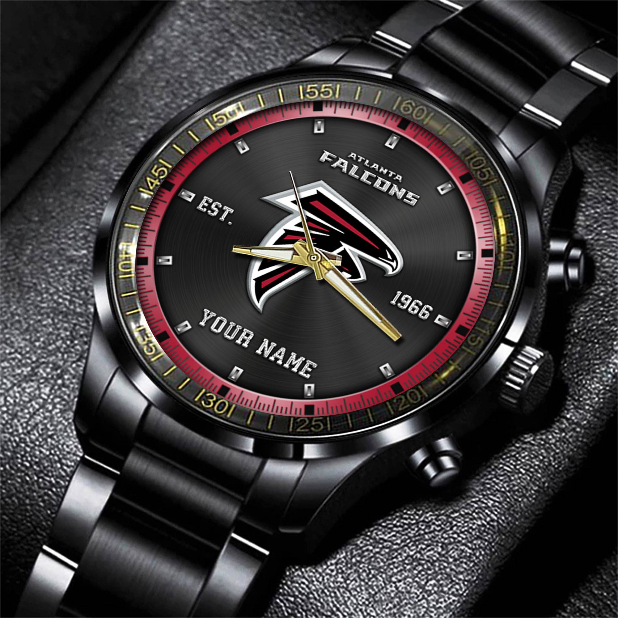 atlanta falcons nfl personalized black fashion watch gifts for fans hw2g0