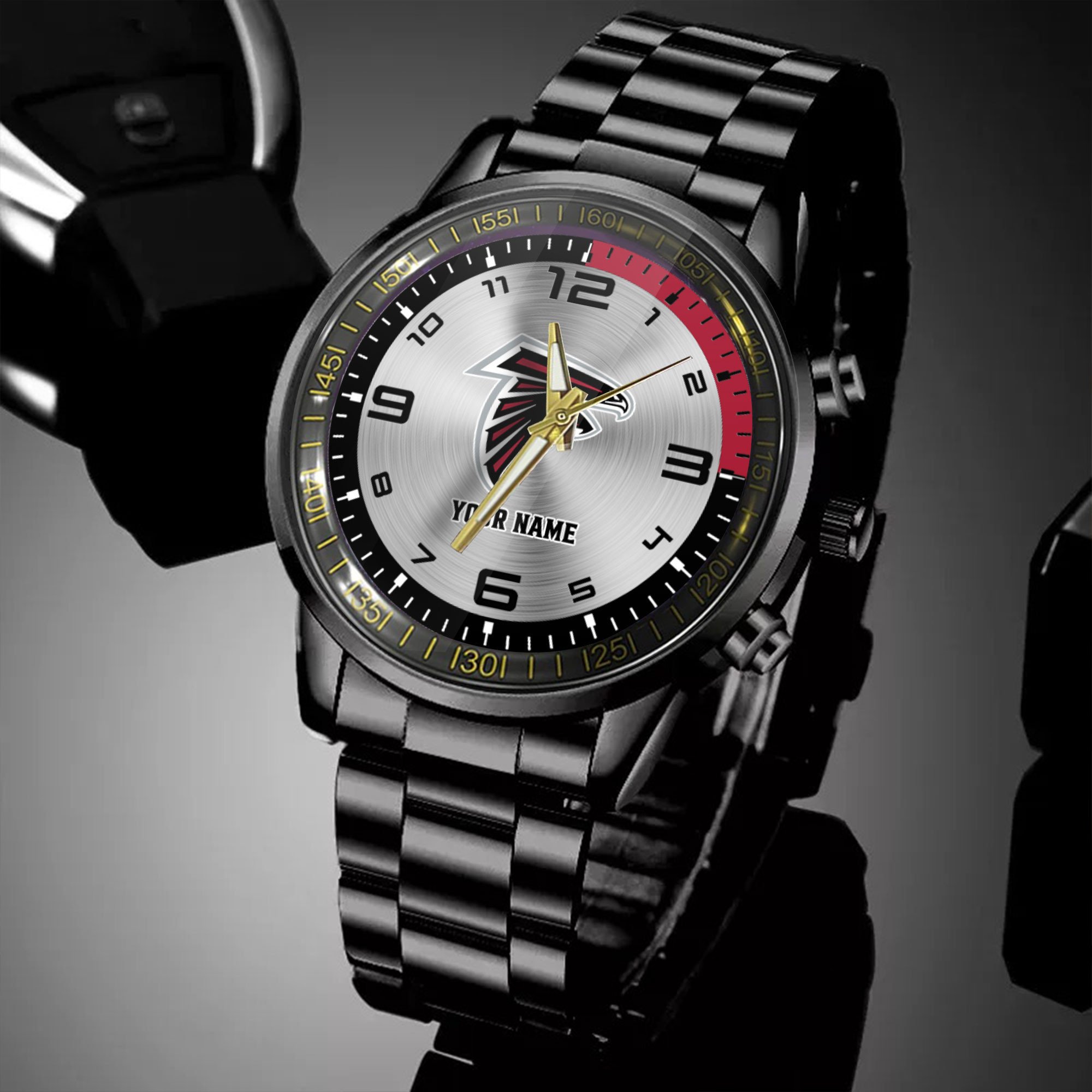 atlanta falcons nfl personalized black hand watch gifts for fans pxbpq