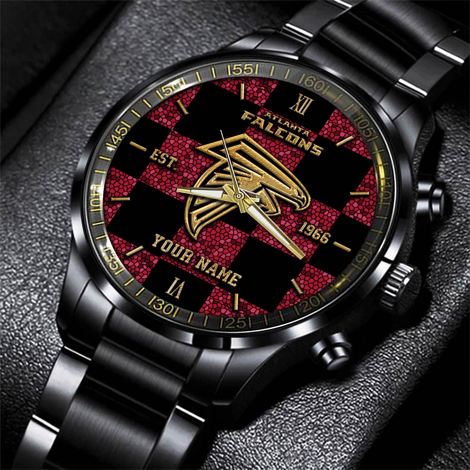 atlanta falcons nfl personalized sport black watch gifts for fans cju2c