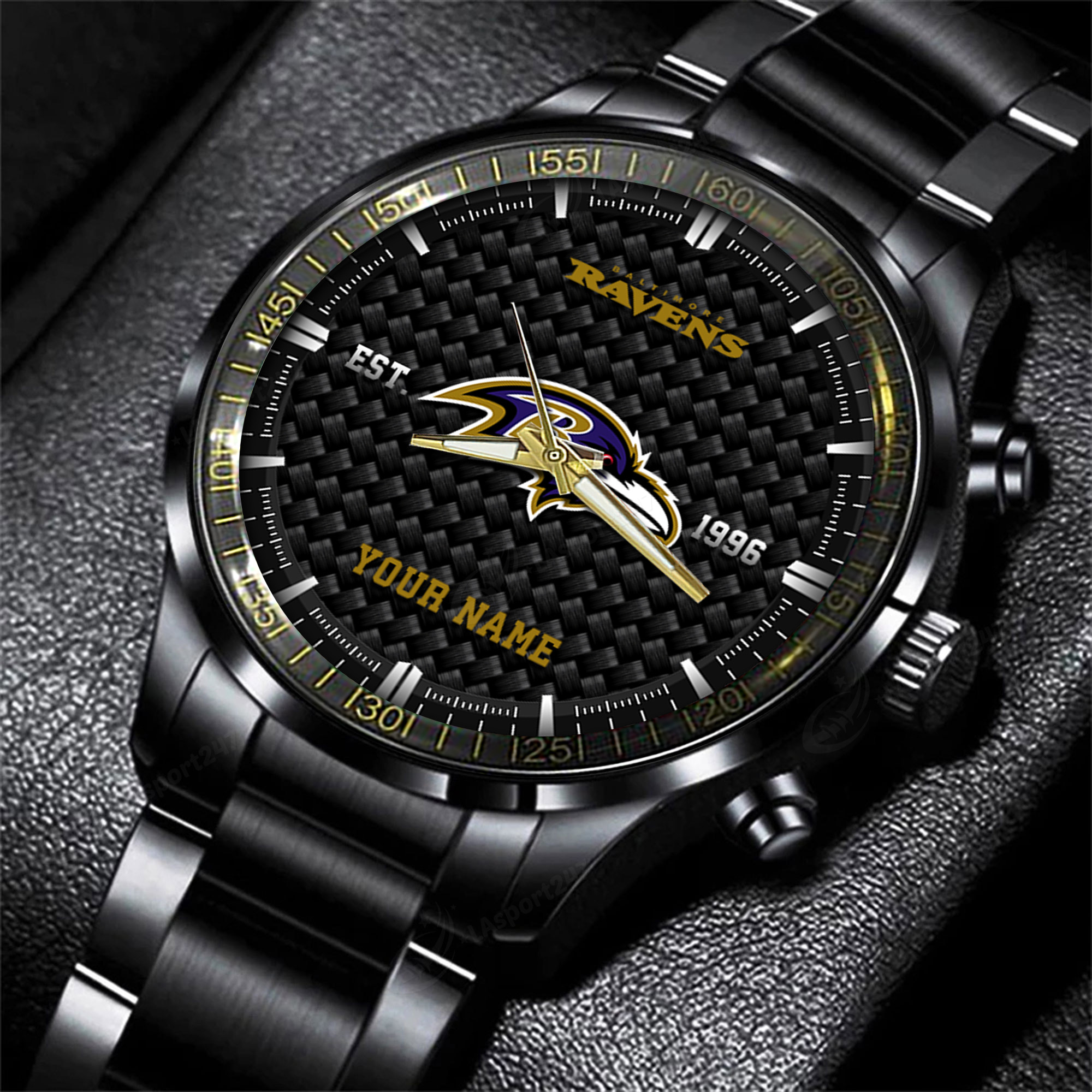 baltimore ravens nfl black fashion hand watch custom your name gift for fan bltip