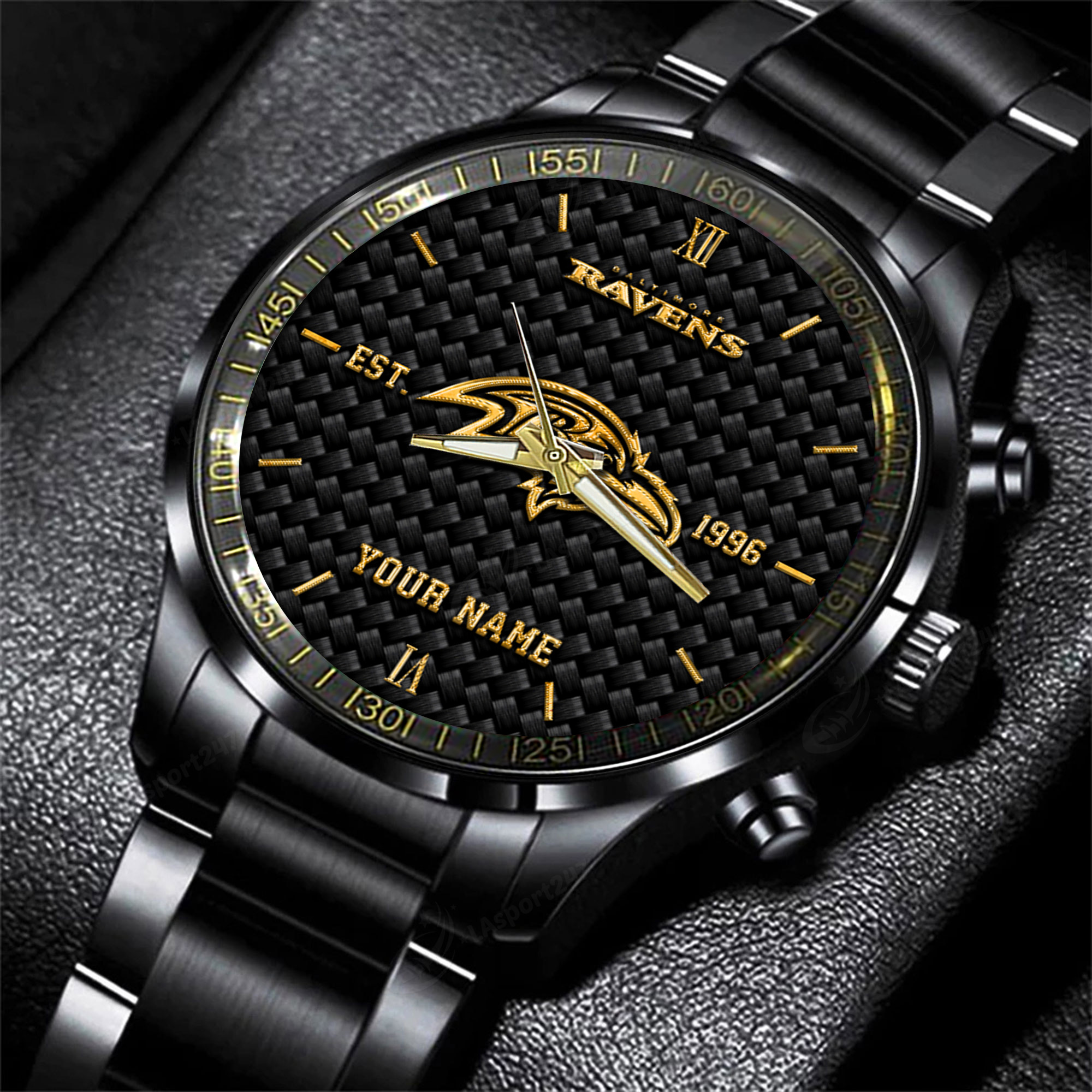 baltimore ravens nfl black fashion hand watch custom your name gift for fan jef6z