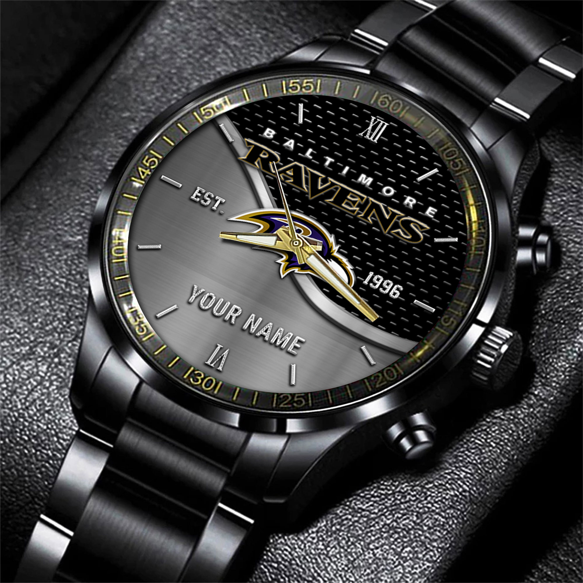 baltimore ravens nfl black fashion hand watch custom your name gift for fan txybm