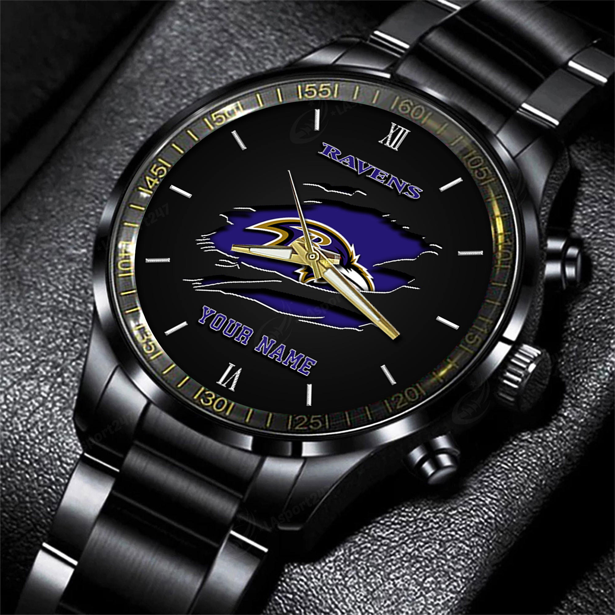 baltimore ravens nfl personalized black fashion watch for football lovers av5cc