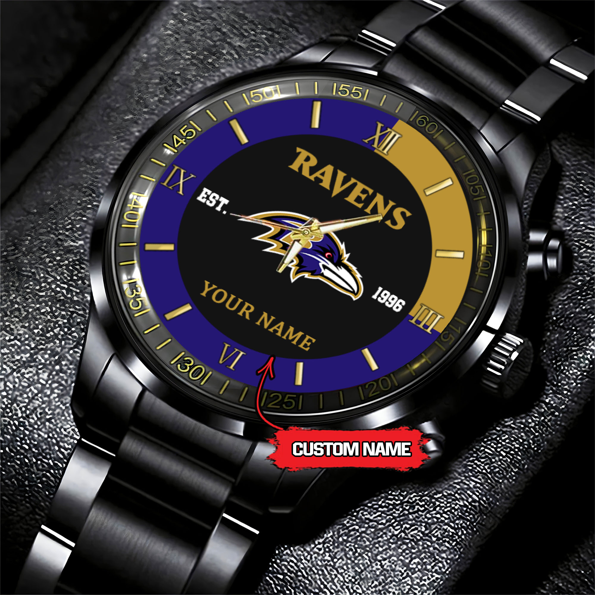 baltimore ravens nfl personalized black fashion watch ogq4l