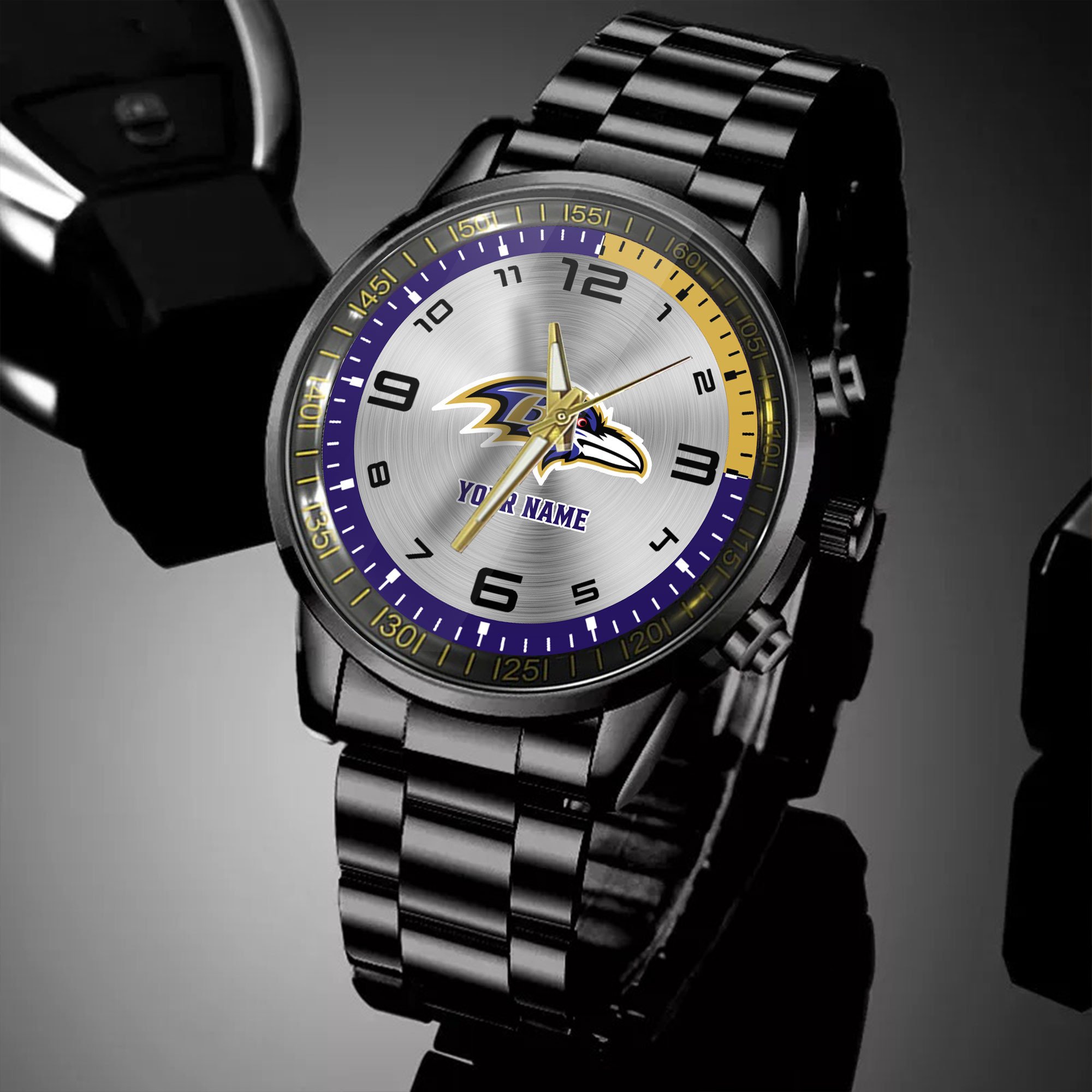 baltimore ravens nfl personalized black hand watch gifts for fans 53xjs