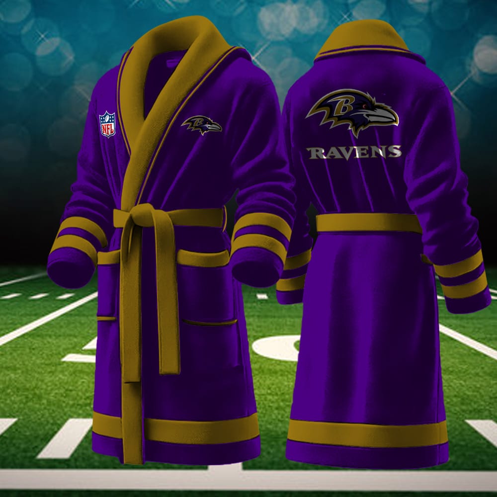 baltimore ravens nfl personalized fleece bathrobe h15yw