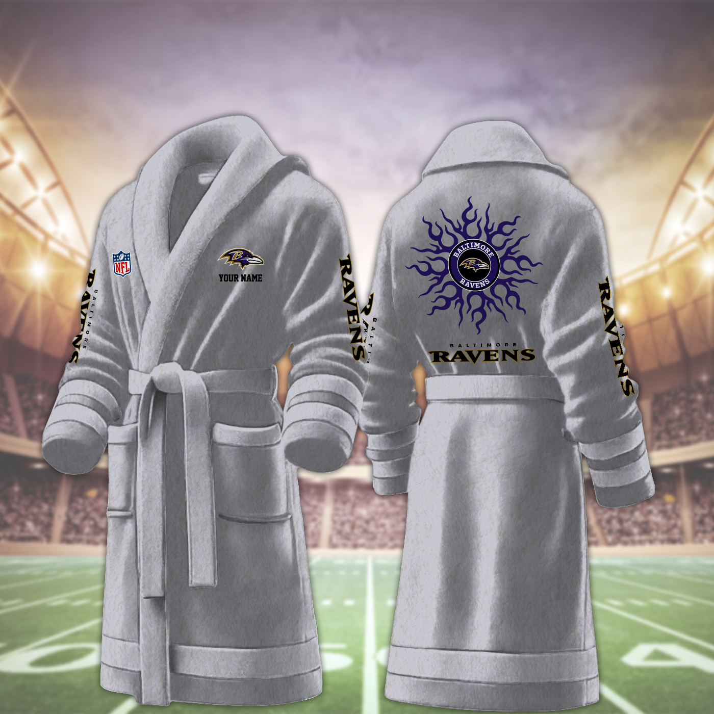 baltimore ravens nfl personalized fleece bathrobe kcd8m