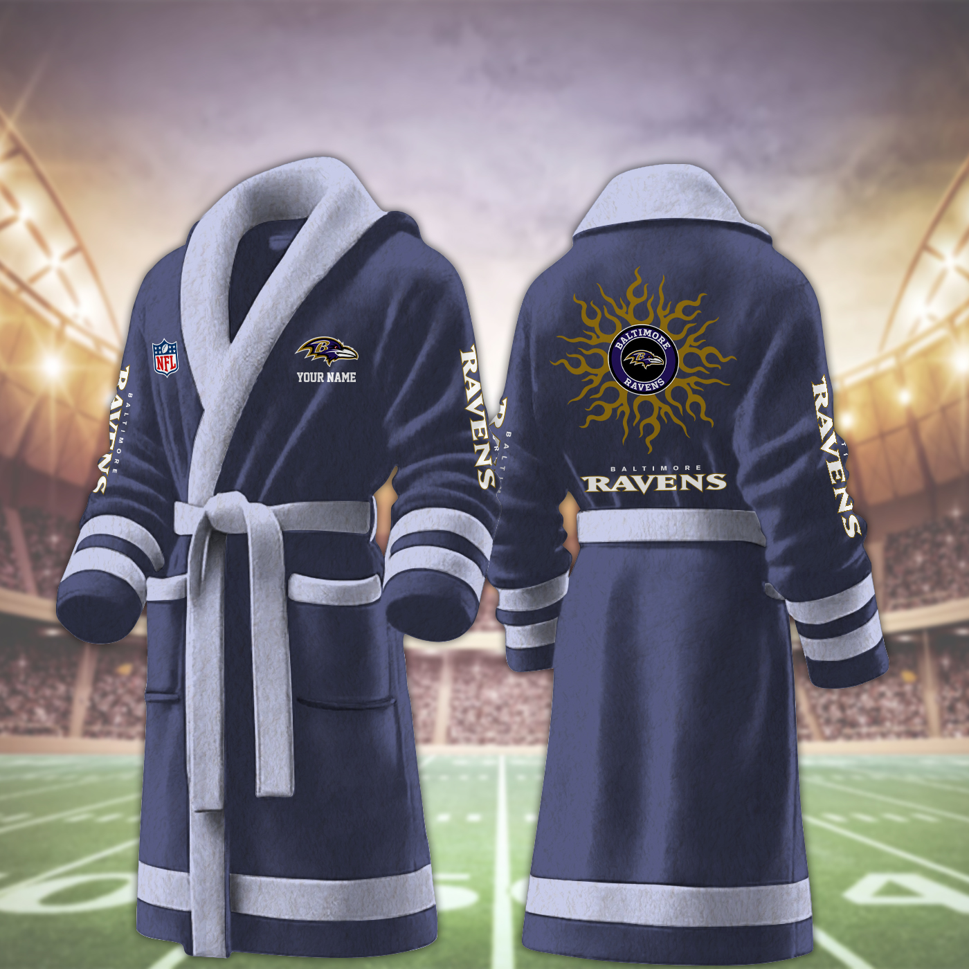 baltimore ravens nfl personalized fleece bathrobe ozeoa