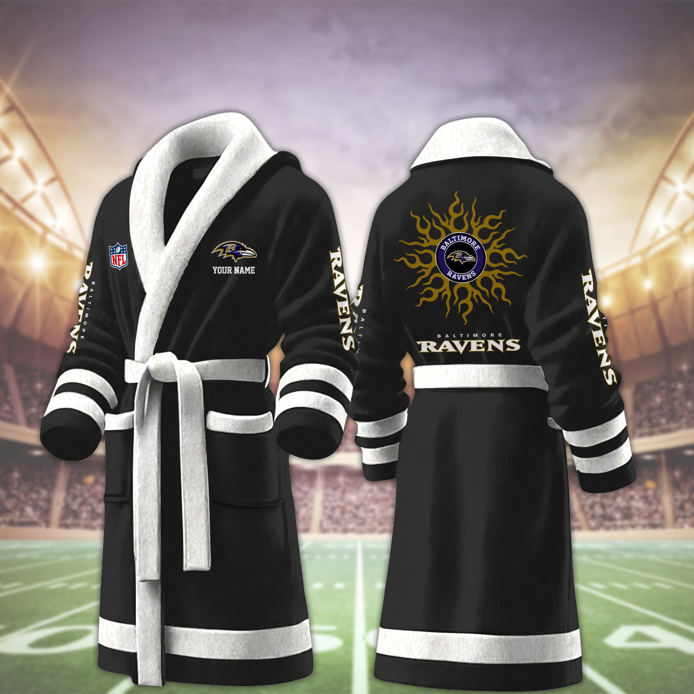 baltimore ravens nfl personalized fleece bathrobe s8rhd